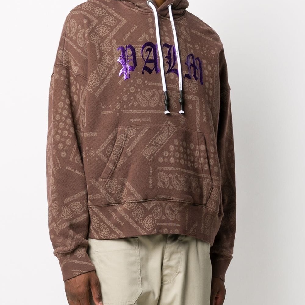 Palm Angels Brown Bandana Paisley Print Hoodie